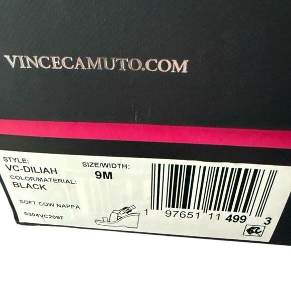 Vince Camuto Diliah Black Tweed Checkered Wedge Platform Sandals Size 9 New - Picture 12 of 12